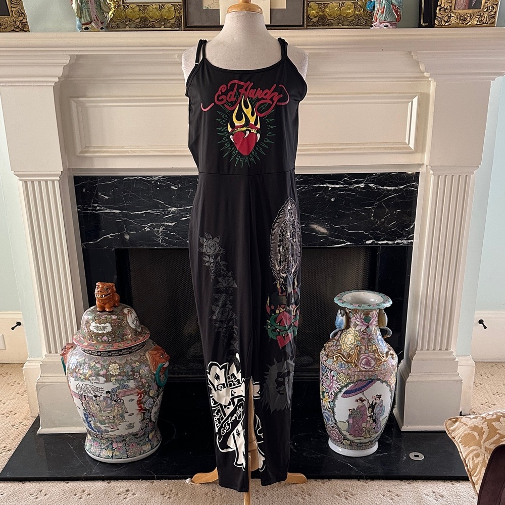 Ed Hardy colorful iconic tattoo art bodysuit